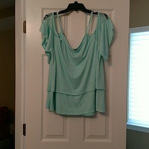 Torrid Aqua Blue Cut Out Shoulder Top